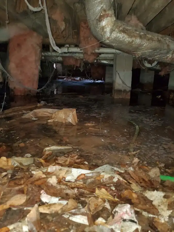 Crawl space flood assessment for Commercial Water Damage Restoration in Huntington